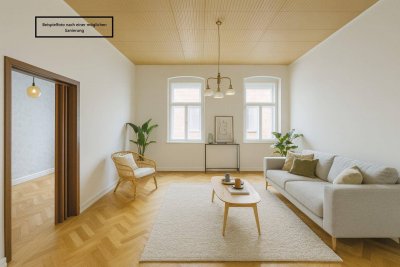 ++W1++ 2-Zimmer Altbaujuwel (sanierungsbedürftig) – voller Potenzial!