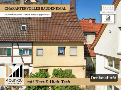 Nettes Baudenkmal von 1548 – mit Sanierungspotenzial & steuerlichen Vorteilen.