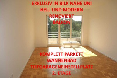 EXKLUSIV IN BILK NÄHE UNI RENOVIERT PARKETT BALKON MODERNES WANNENBAD TG-STELLPL. 2. ETAGE