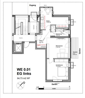 Helle 2-Zimmer-Wohnung mit Terrasse und Garten