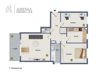 Ideale 3-Zimmer-Wohnung mit Balkon & Garage – 7. OG, ca. 77 m²