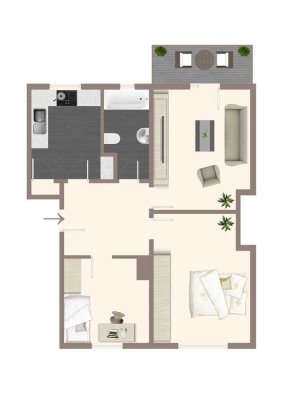 freie ETW 3 ZKB (67,46m²- WE 3)  mit Balkon + zusätzliche Räume (ca. 48m²) im Kellergeschoss