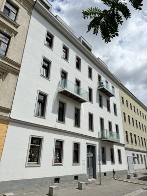 2,5-Zimmer-Altbauwohnung mit baubewilligtem Balkon in absoluter Ruhelage beim Nestroyplatz