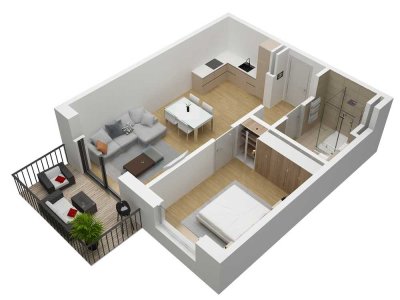 Sonnige 2 Zimmer Wohnung, mit großem Südbalkon-Betreute Seniorenwohnung