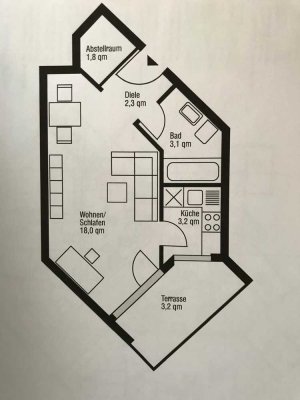Freundliche 1-Zimmer-Wohnung mit Terrasse in Vallendar