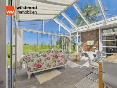 Letzte Chance bis 08.11.2025 wegen Winterpause: 237m² Bungalow & Wohnwintergarten für 365 Tage Grün.