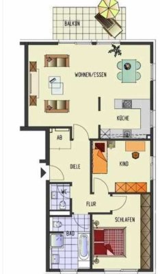 Moderne 3-Raum-Wohnung mit Einbauküche und Garten in Langenfeld