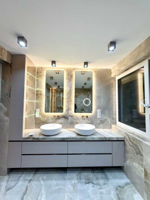 Blick auf Hubertus-See Grunewald mit Garten