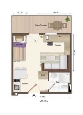 Attraktive 1-Zimmer-Wohnung in Uni Nähe von Freising – Ideal  für Studenten oder Singles