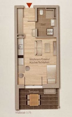 Neuwertige 1-Zimmer-Wohnung mit Balkon und EBK in Bretten