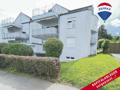 VERMIETETE 2-ZKB-Wohnung
mit 2 Balkonen 
+ TIEFGARAGEN-Stellplatz 
in RUHIGER Höhenlage...!