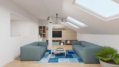 Renovierungsbedürftige Dachgeschosswohnung mit Gestaltungsspielraum, 2 Stellplätze, ca.122m2 Ottobru