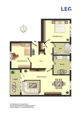 3-Zimmer-Wohnung in der City frei, ab Juli beziehbar.