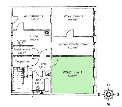 WG-Zimmer inmitten der Erlanger Innenstadt