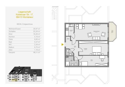 Gemütliche 3-Zimmer-Wohnung mit Balkon in Montabaur
