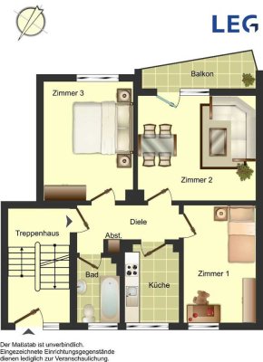 Charmante 3-Zimmer-Wohnung mit Duschbad, Laminat sowie tapeziert..