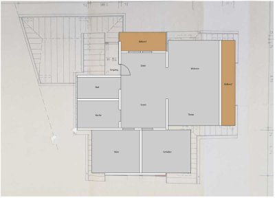 Helle 3,5-Zimmer-Dachgeschosswohnung mit zwei Balkonen und Einbauküche