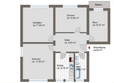 Attraktive und modernisierte 4-Raum-Erdgeschosswohnung in Mainz