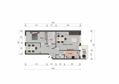 Schöne 3-Zimmer-Erdgeschosswohnung mit Balkon und Einbauküche in Unna