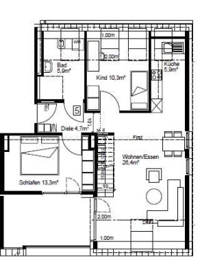 Freundliche 3-Zimmer-Dachgeschosswohnung