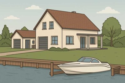 Einfamilienhaus mit Bootsanleger direkt am See, EBK, Kamin