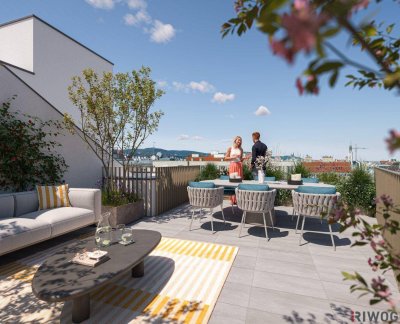 DG-ERSTBEZUG | Atemberaubender Fernblick | Dachterrasse | ca. 3 m Raumhöhe | Fernwärme &amp; Klimaanlage | TG-Stellplatz optional | Nachhaltiges Wohnbauprojekt