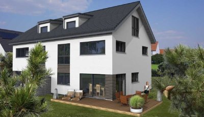 Plus-Energie-Kosten-Doppelhaushälfte auf schönem Grundstück