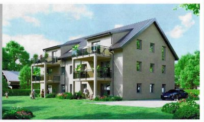 Sonnige 3-Zimmer Neubau-Wohnung mit Balkon im 1. OG in Mindelaltheim, Erstbezug.