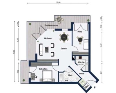 Exklusive 3-Raum-Terrassenwohnung mit Einbauküche in Hirschberg an der Bergstraße