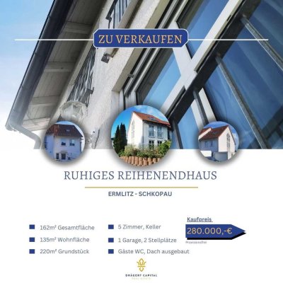 Großzügiges Reihenendhaus mit Garten, Garage, Keller & viel Platz in Ermlitz bei Schkeuditz