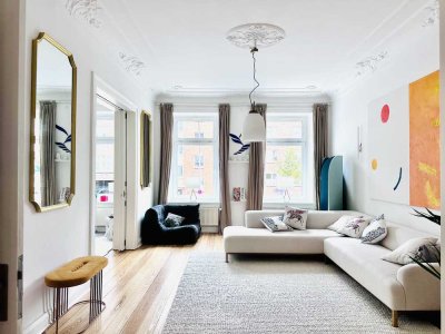 Exklusive 5-Zimmer Altbauwohnung in Alsternähe mit Garten – stilvoll möbliert und befristet