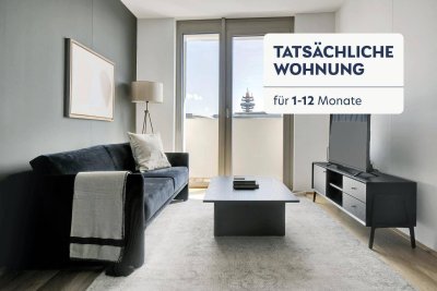 Traumblick über Wien, Belview Tower mit Gym, Wellness &amp; Lounge, 2 Zimmer + Balkon, 17. Stock, U-Bahn (VIE46)