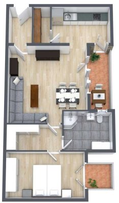 Helle 2-Zimmer-Wohnung mit Einbauküche, 2 Balkonen und Tiefgaragenstellplatz in ruhiger Lage