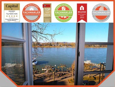 Top Lage - Direkter Rheinblick: Zwei Zimmer mit Balkon, Stellplatz und Garage. Sofort beziehbar!