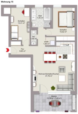 Helle Etagenwohnung in Griesheim mit Einbauküche