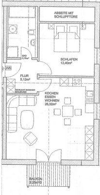 2 Zimmer Dachgeschosswohnung mit Sichtdachstuhl!