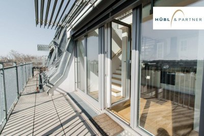 Klimatisierte DG Maisonette mit Dachterrasse und Weitblick | moderne Küche | Nahe U2 Aspernstraße