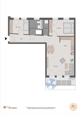 Moderne und lichtdurchflutete 3-Zimmer-Wohnung mit Dachterrasse