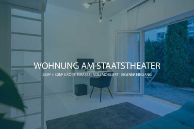 Modernes Studio mit privater Terrasse -30m²- am Staatstheater