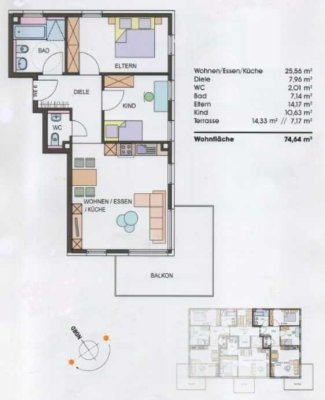 Moderne helle 3-Zimmerwohnung in Ellhofen