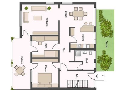 Helle 3 Zimmer Wohnung mit Balkon und klarer Raumaufteilung in Weissach