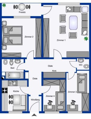 Schöne 4-Zimmer-Wohnung mit Balkon in Herten zu vermieten WE 31
