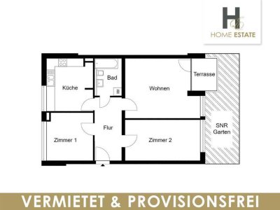 Vermietete 3 Zimmerwohnung mit Terrasse & Garten & Provisionsfrei