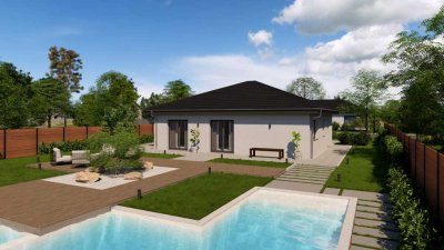 Babenhausen OT, Bungalow, Neubau Erstbezug, massive Bauweise in Feldrandlage!