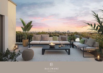 Stilvolles Penthouse mit sonniger Dachterrasse und Skylineblick