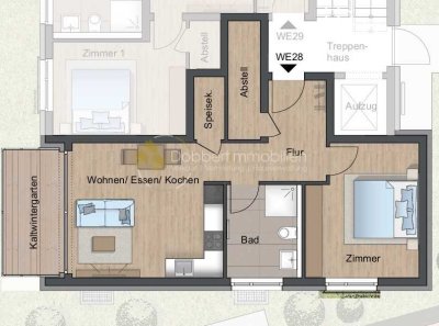 Zweizimmerwohnung, mit  Kaltwintergarten im EG
staatliche Förderung QNG- bis  €150.000  Sonderkredi