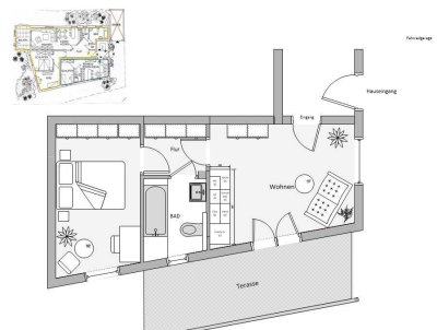 Exklusive, vollständig renovierte 2-Zimmer-Erdgeschosswohnung mit EBK in Pfinztal