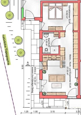 47 m² mit Freisitz im Grünen: helle 2 Zimmer EG-Wohnung in Butzbach/Kernstadt