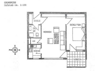 Zentrale 2-Zimmer-Wohnung mit Balkon und Einbauküche in Tübingen