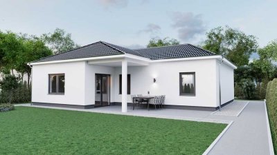 Schicker Winkelbungalow, Neubau, inkl. Bodenplatte, FBH, A+, PV, Lüftung
